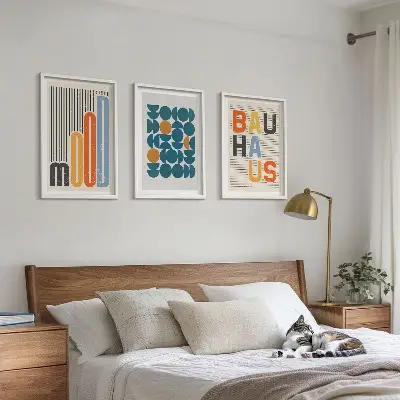 Geometrische Muster im Bauhaus-Stil gerahmtes bilderset