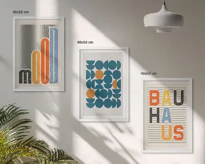 Geometrische Muster im Bauhaus-Stil gerahmtes bilderset