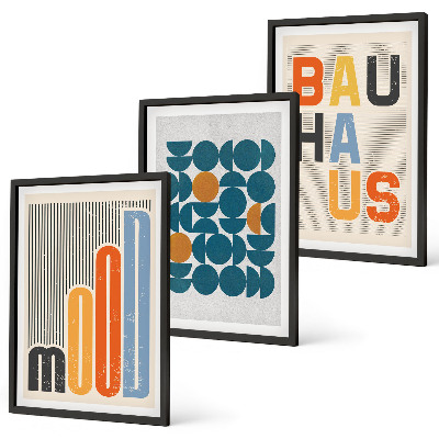 Gerahmtes bilderset Geometrische Muster im Bauhaus-Stil