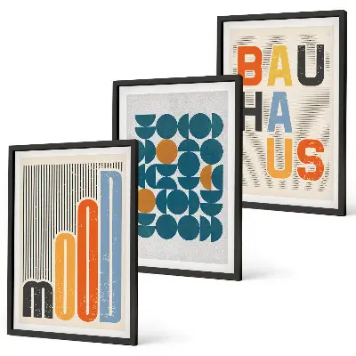Geometrische Muster im Bauhaus-Stil gerahmtes bilderset