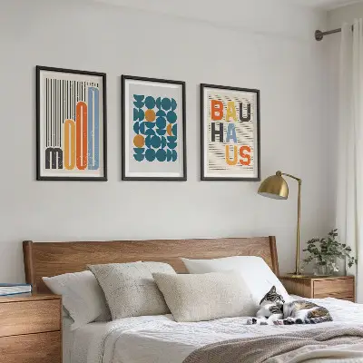 Geometrische Muster im Bauhaus-Stil gerahmtes bilderset