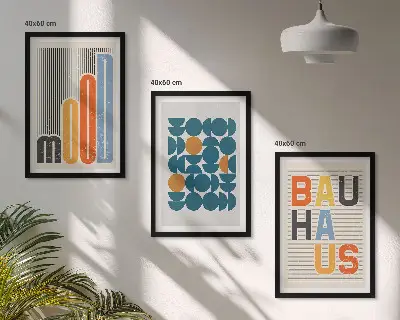 Geometrische Muster im Bauhaus-Stil gerahmtes bilderset