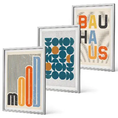 Geometrische Muster im Bauhaus-Stil gerahmtes bilderset