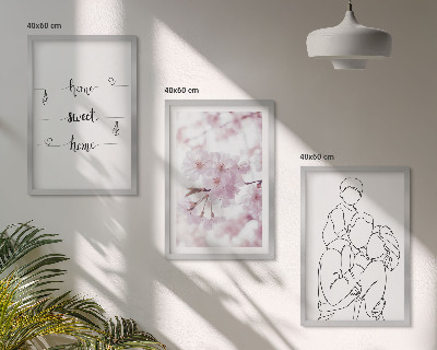 Bilder-3er-set mit rahmen Blumenfamilie minimalistisch