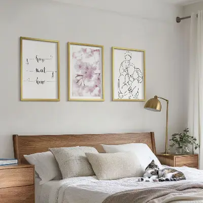 Blumenfamilie minimalistisch Bilder-3er-Set mit Rahmen