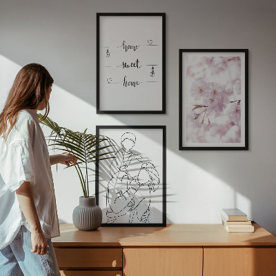 Bilder-3er-set mit rahmen Blumenfamilie minimalistisch