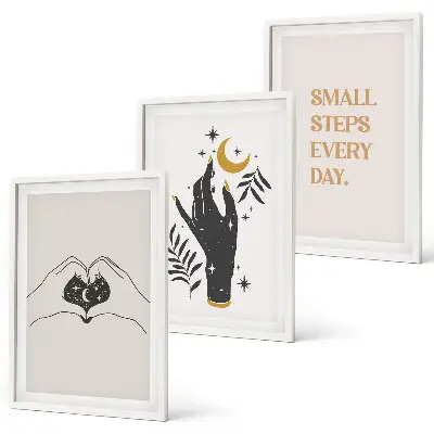 Minimalistische Boho-Illustrationen 3er-Set Bilder mit Rahmen