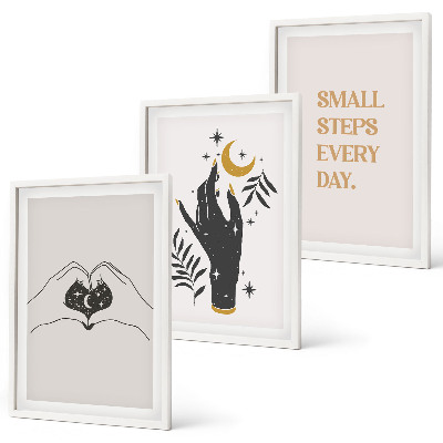 Bilder-3er-set mit rahmen Minimalistische Boho-Illustrationen
