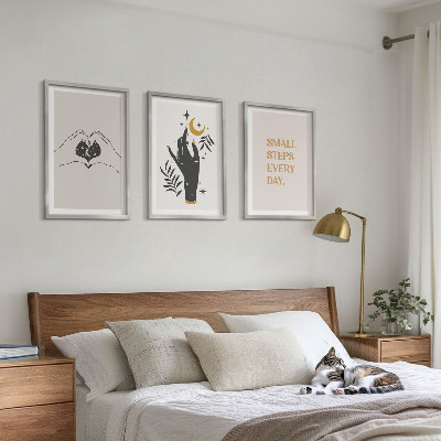 Bilder-3er-set mit rahmen Minimalistische Boho-Illustrationen