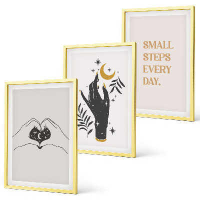 Bilder-3er-set mit rahmen Minimalistische Boho-Illustrationen