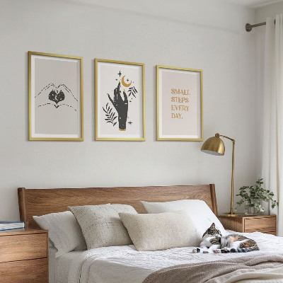 Bilder-3er-set mit rahmen Minimalistische Boho-Illustrationen