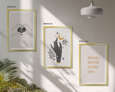 Bilder-3er-set mit rahmen Minimalistische Boho-Illustrationen