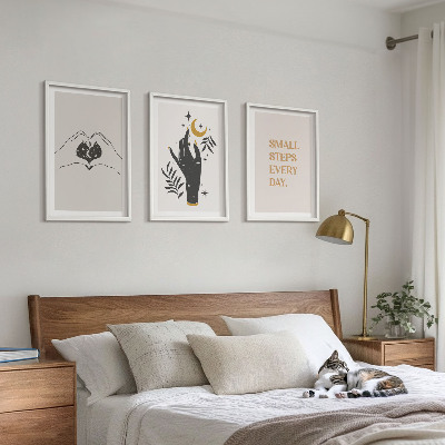 Bilder-3er-set mit rahmen Minimalistische Boho-Illustrationen