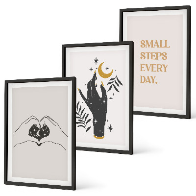 Bilder-3er-set mit rahmen Minimalistische Boho-Illustrationen
