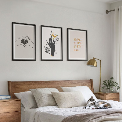 Bilder-3er-set mit rahmen Minimalistische Boho-Illustrationen