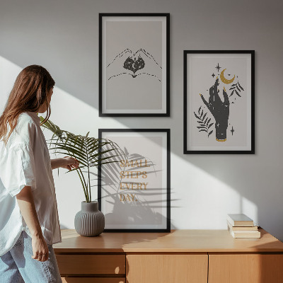 Bilder-3er-set mit rahmen Minimalistische Boho-Illustrationen