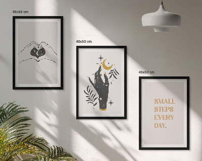 Bilder-3er-set mit rahmen Minimalistische Boho-Illustrationen