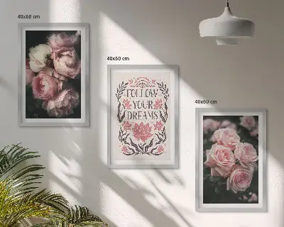 Vintage Rosenträume Inschrift 3er-Set Bilder mit Rahmen