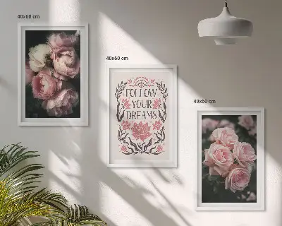 Vintage Rosenträume Inschrift 3er-Set Bilder mit Rahmen