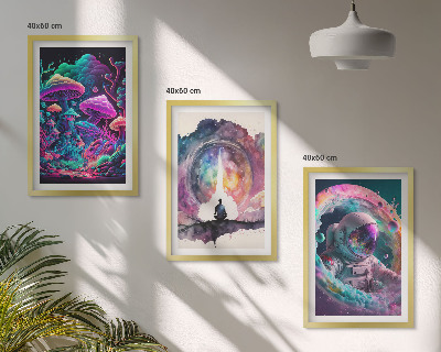 Gerahmtes bilderset Farbenfrohe Fantasy-Kunstillustrationen