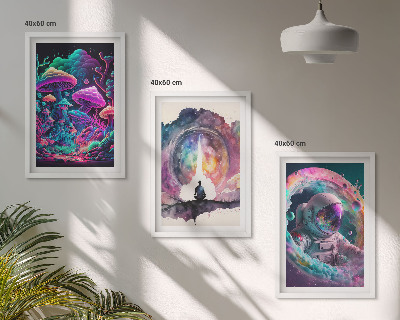 Gerahmtes bilderset Farbenfrohe Fantasy-Kunstillustrationen
