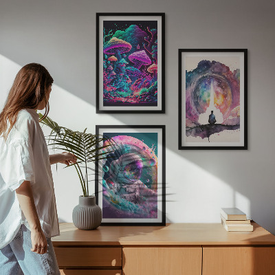 Gerahmtes bilderset Farbenfrohe Fantasy-Kunstillustrationen