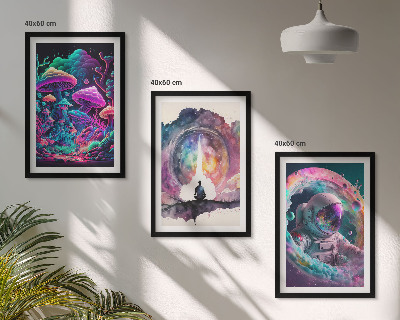 Gerahmtes bilderset Farbenfrohe Fantasy-Kunstillustrationen