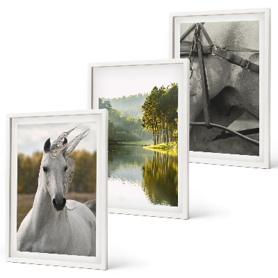 Bilder-3er-set mit rahmen Natur des Flusses White Horses