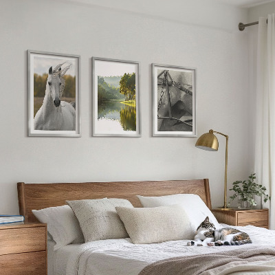 Bilder-3er-set mit rahmen Natur des Flusses White Horses