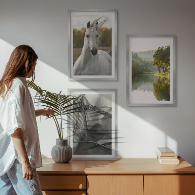 Bilder-3er-set mit rahmen Natur des Flusses White Horses