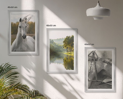 Bilder-3er-set mit rahmen Natur des Flusses White Horses