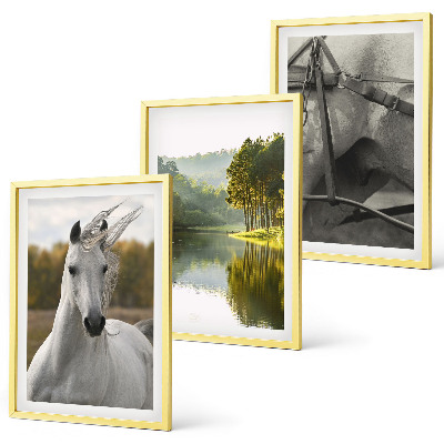 Bilder-3er-set mit rahmen Natur des Flusses White Horses