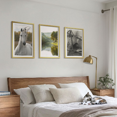 Bilder-3er-set mit rahmen Natur des Flusses White Horses