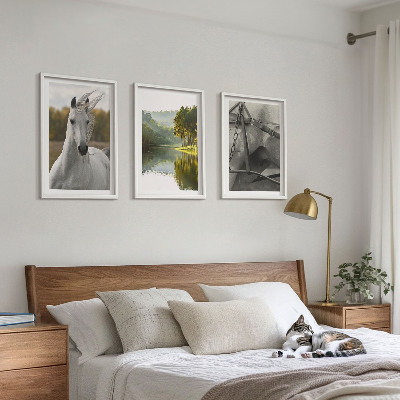 Bilder-3er-set mit rahmen Natur des Flusses White Horses