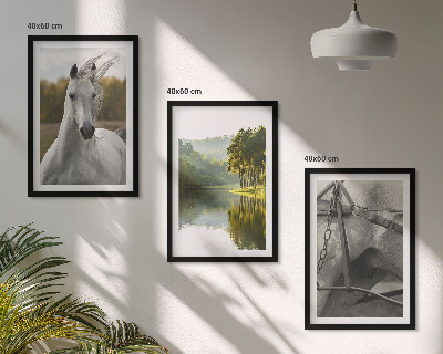Bilder-3er-set mit rahmen Natur des Flusses White Horses