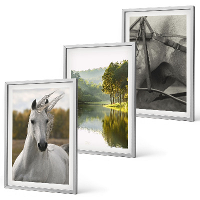 Bilder-3er-set mit rahmen Natur des Flusses White Horses