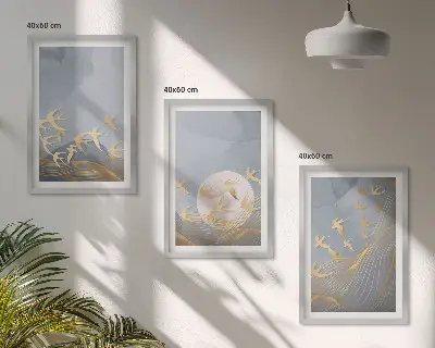 3er-Set Bilder mit Rahmen Vögel am Himmel