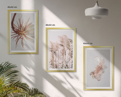 Gerahmtes bilderset Set aus Gras, Blumen und hellem Hintergrund