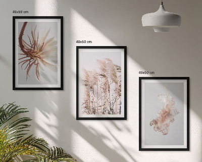 Gerahmtes bilderset Set aus Gras, Blumen und hellem Hintergrund