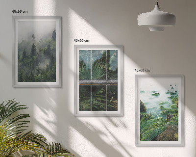 Bilder-3er-set mit rahmen Waldnebel, Flussufer, Gewächshaus