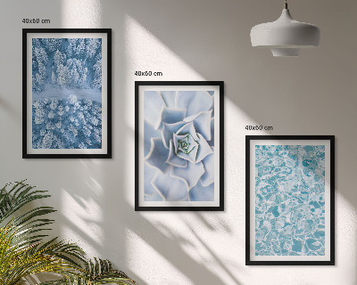 Bilder-3er-set mit rahmen Winterwald blaue Blume Wasser