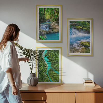 Gerahmtes bilderset Grüne Wälder, kristallklares Wasser