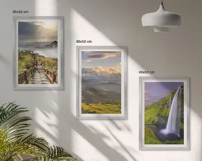 Berglandschaften Wasserfall gerahmtes Bilderset