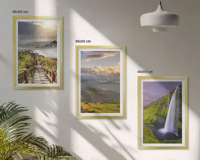 Berglandschaften Wasserfall gerahmtes Bilderset
