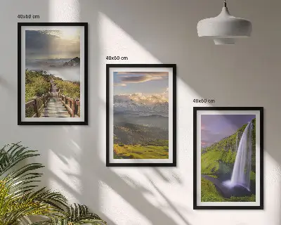 Berglandschaften Wasserfall gerahmtes Bilderset