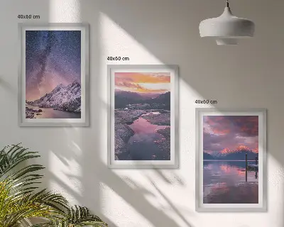 Bilderset mit Rahmen Berge, Wasser und Landschaften 3er-Set