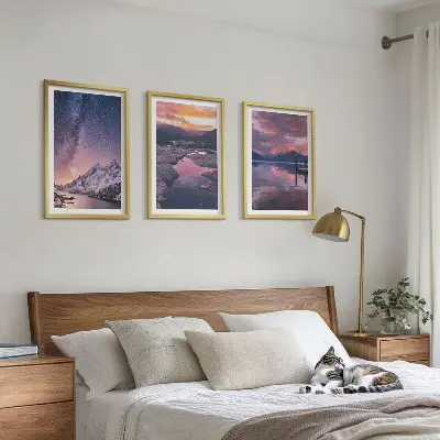 Bilderset mit Rahmen Berge, Wasser und Landschaften 3er-Set
