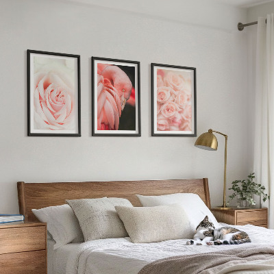 Gerahmtes bilderset Zartrosa Flamingos