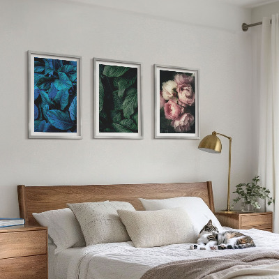 Gerahmtes bilderset Blätter, Blüten, verschiedene Farben