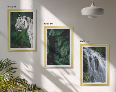 Bilder-3er-set mit rahmen Wasserfall aus weißen Tigerblättern